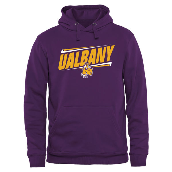 Men NCAA Albany Great Danes Double Bar Pullover Hoodie Purple->more ncaa teams->NCAA Jersey